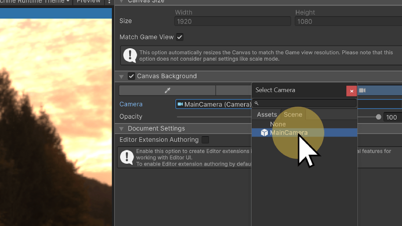 UI Document - Set Main Camera