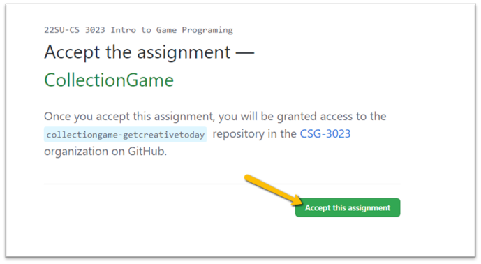Accept the GitHub Assignment