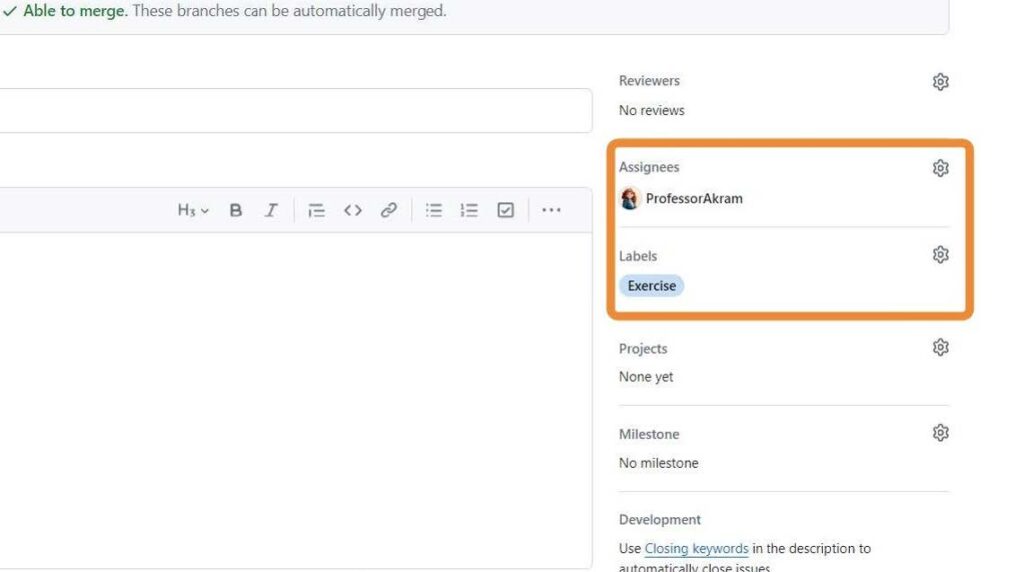 Assign and label pull request