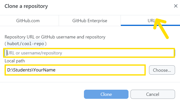 Set the Git URL for the clone repository