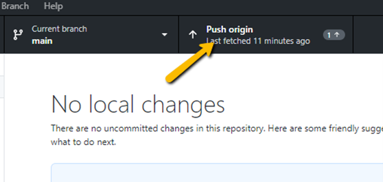 Push to origin from GitHub Desktop