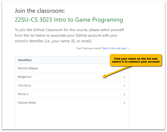 Join GitHub Classroom